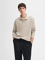 Cotton blend knit polo sweater