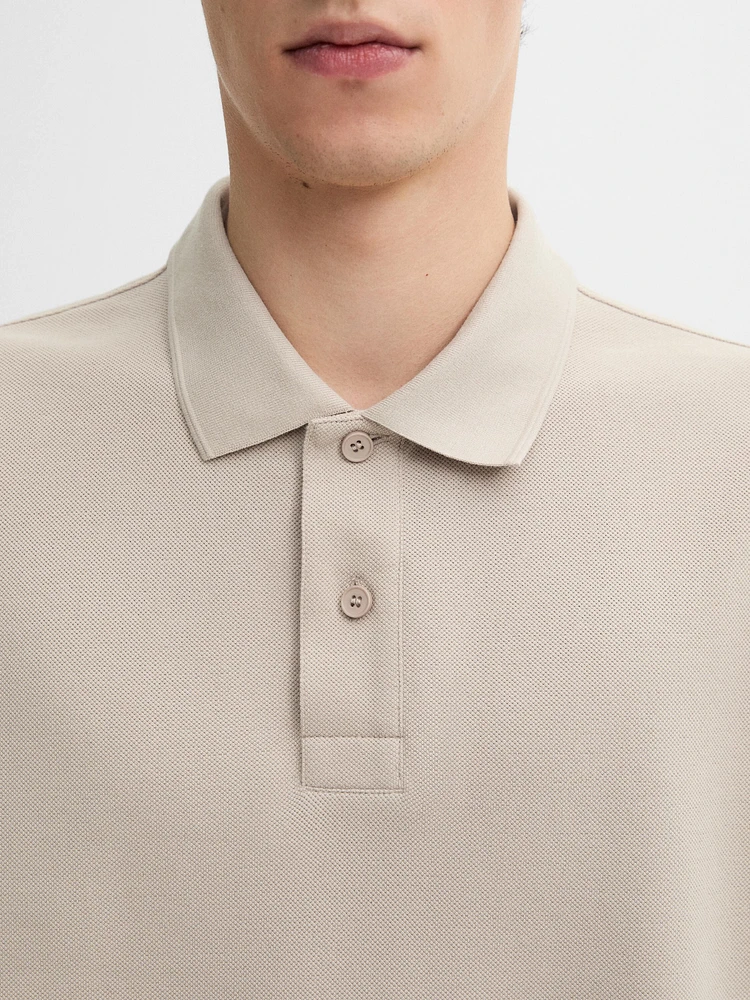 Cotton blend knit polo sweater