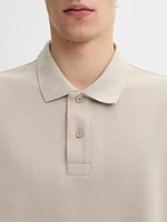 Cotton blend knit polo sweater