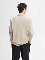 Cotton blend knit polo sweater