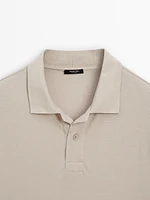 Cotton blend knit polo sweater