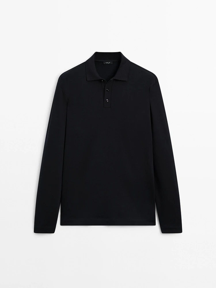 Knit cotton polo sweater