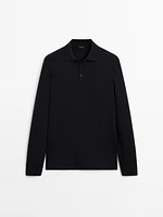 Knit cotton polo sweater