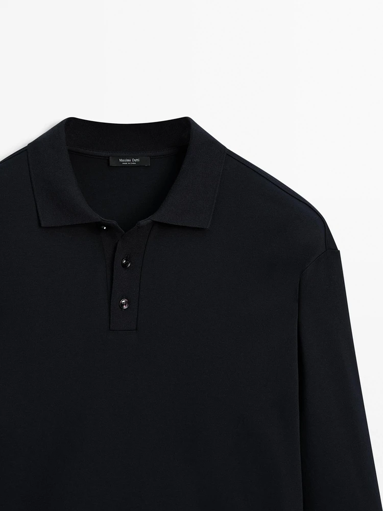 Knit cotton polo sweater