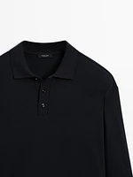 Knit cotton polo sweater