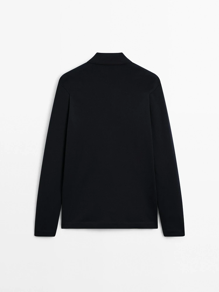 Knit cotton polo sweater