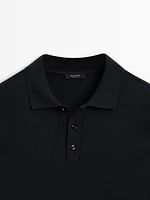 Knit cotton polo sweater