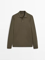 Knit cotton polo sweater