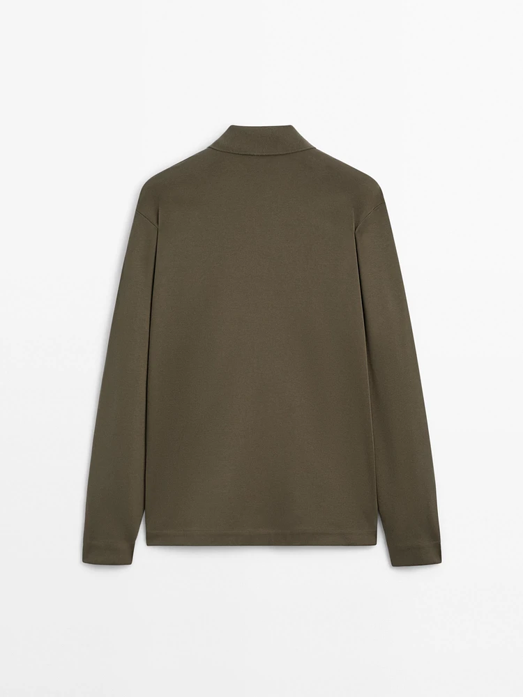 Knit cotton polo sweater