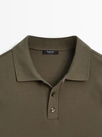 Knit cotton polo sweater