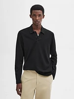 Cotton blend knit polo sweater