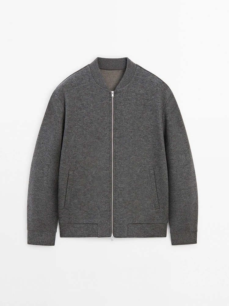 Veste bomber double en laine mélangée