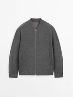 Veste bomber double en laine mélangée