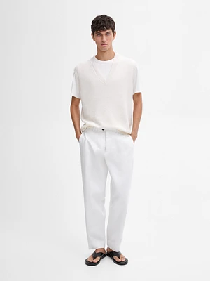 V-neck linen blend vest