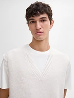 V-neck linen blend vest
