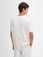 V-neck linen blend vest