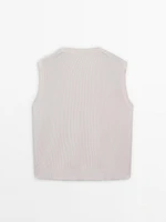 V-neck linen blend vest