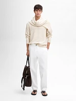 100% linen ribbed crew neck sweater