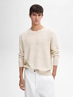 100% linen ribbed crew neck sweater