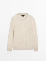 100% linen ribbed crew neck sweater