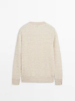 100% linen ribbed crew neck sweater