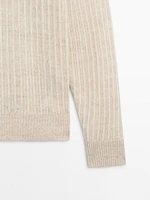 100% linen ribbed crew neck sweater