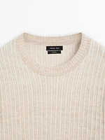 100% linen ribbed crew neck sweater