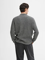 Wool blend ribbed knit sweater