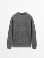 Wool blend ribbed knit sweater