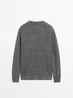 Wool blend ribbed knit sweater