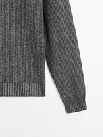 Wool blend ribbed knit sweater