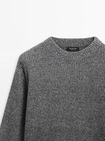 Wool blend ribbed knit sweater