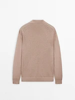 Pull en maille 100 % lin à col polo