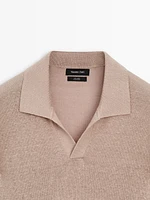 Pull en maille 100 % lin à col polo