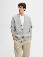 Ribbed knit wool blend cardigan