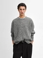 Wool blend mouliné knit sweater