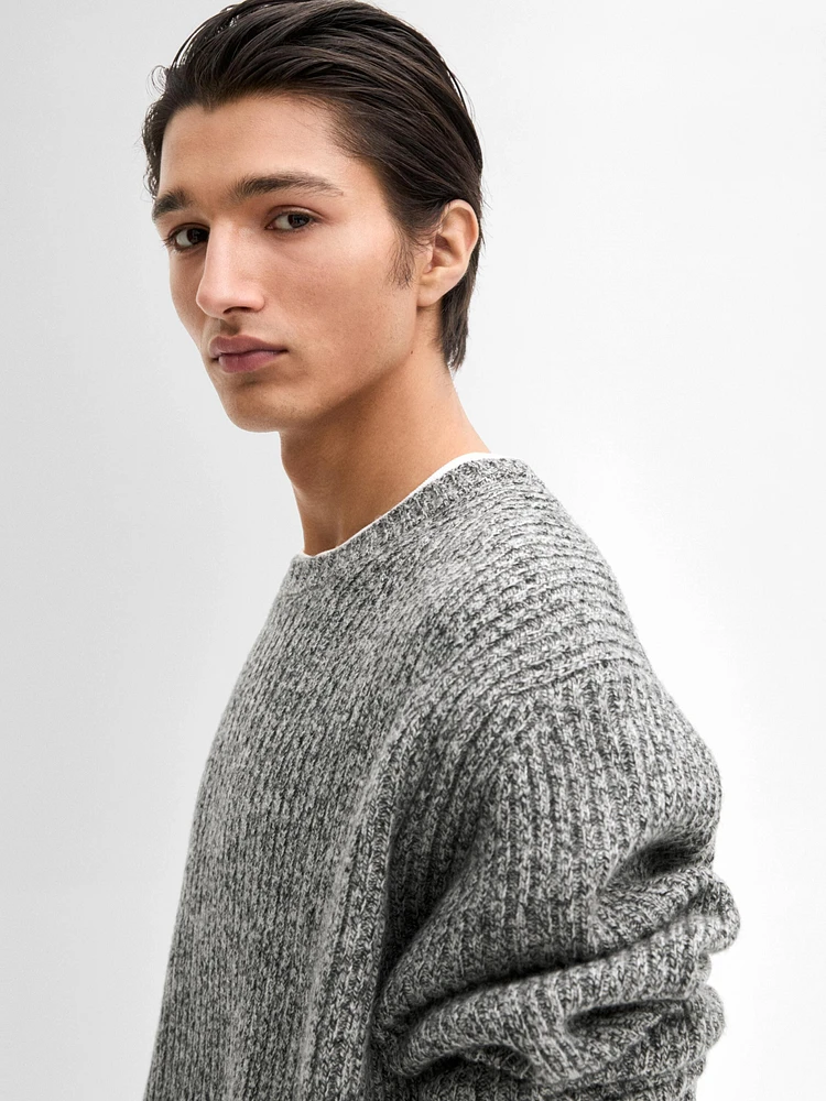 Wool blend mouliné knit sweater