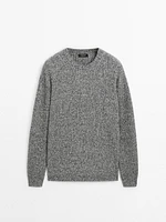 Wool blend mouliné knit sweater