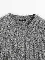 Wool blend mouliné knit sweater