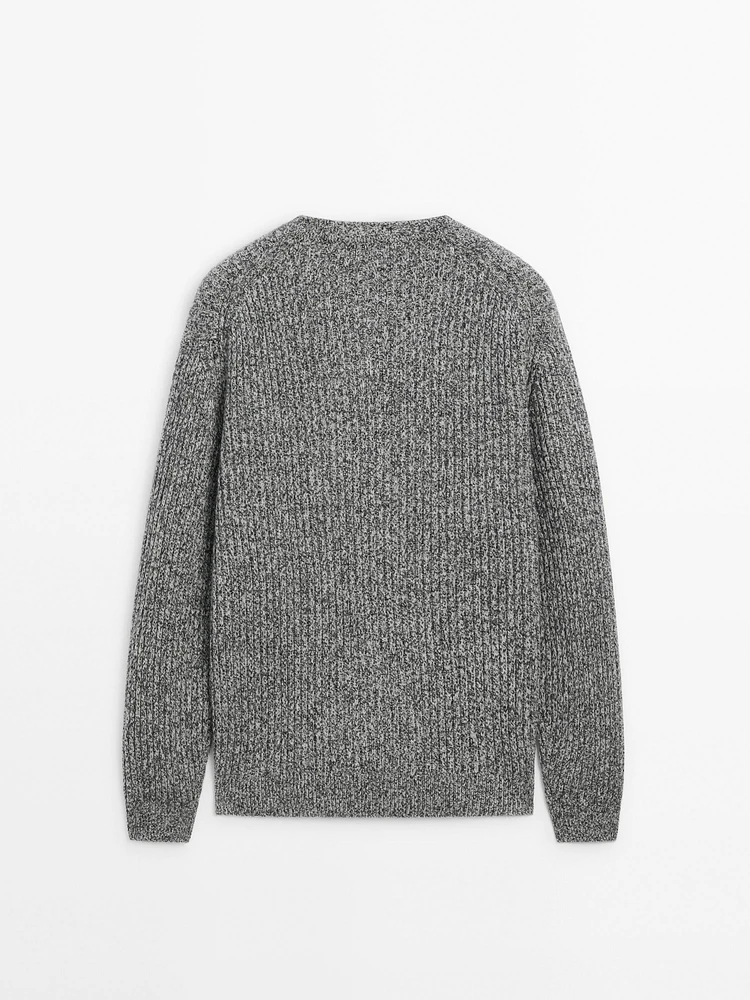 Wool blend mouliné knit sweater