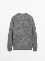 Wool blend mouliné knit sweater