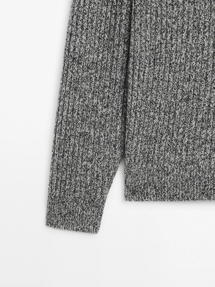 Wool blend mouliné knit sweater