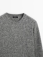 Wool blend mouliné knit sweater