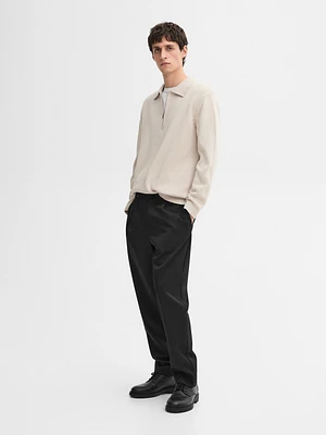 Pull en maille à col polo et fermeture Éclair