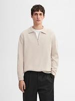 Pull en maille à col polo et fermeture Éclair