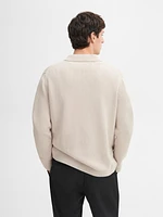 Pull en maille à col polo et fermeture Éclair