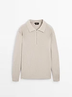 Pull en maille à col polo et fermeture Éclair