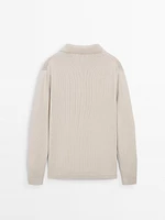 Pull en maille à col polo et fermeture Éclair