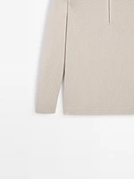 Pull en maille à col polo et fermeture Éclair