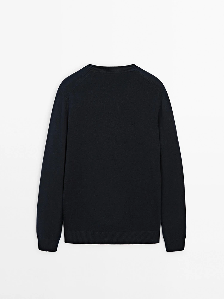 Cotton blend knit sweater